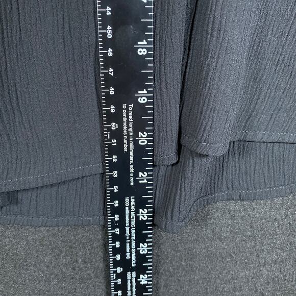 LOFT Womens Blouse Black Pleated Front 3/4 Flared Sleeve Ruffles Stretch Small - Picture 9 of 14